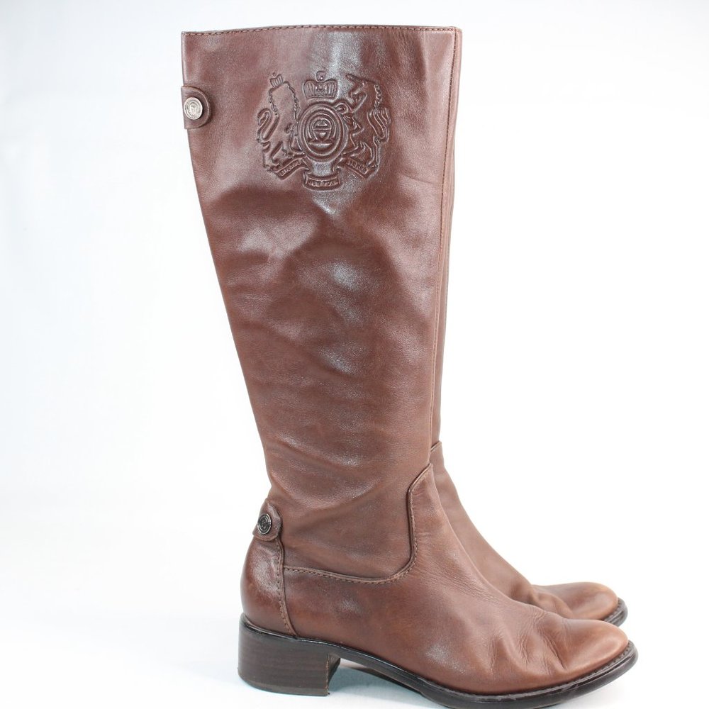Etienne Aigner EVIRA Brown Leather Knee High Boots #137 - Picture 3 of 9